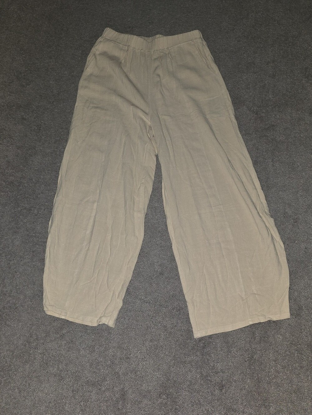 Light Beige Wide Leg Linen Pants